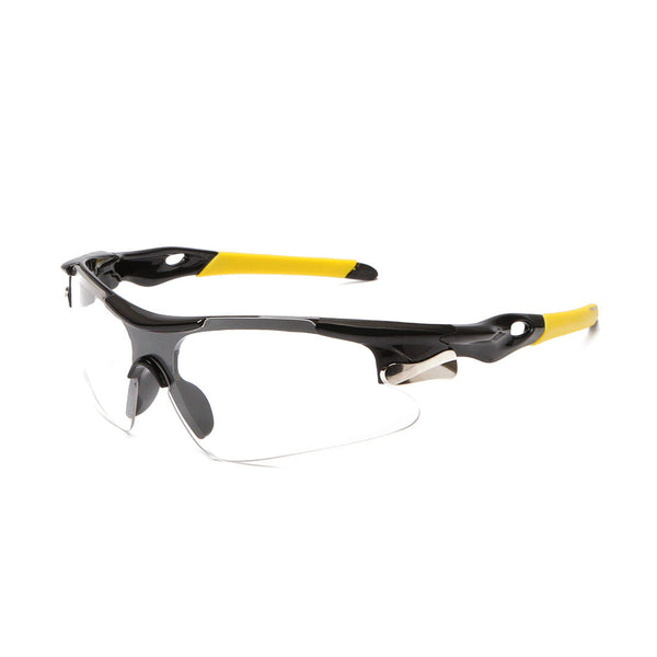 2 Pcs Bright Black Frame With Clear Lenses Men's Sports Cycling Sunglasses Windproof Wrap Around Design For Riding Fishing Running Reliable Outdoor Pr