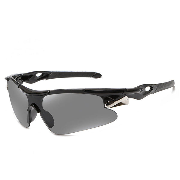 2 Pcs Bright Black Frame With Grey Lenses Men's Sports Cycling Sunglasses Windproof Pc Frame Wrap Around Design For Riding Fishing Running Reliable Ou