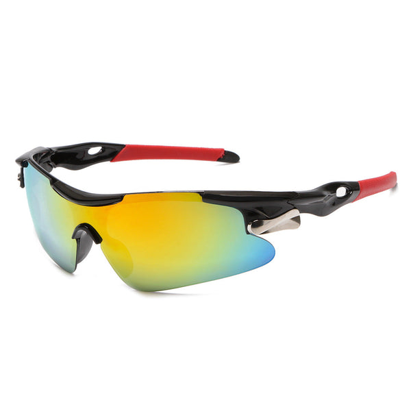 2 Pcs Bright Black Frame With Red Mercury Men's Sports Cycling Sunglasses Windproof Wrap Around Design For Riding Fishing Running Reliable Outdoor Pro