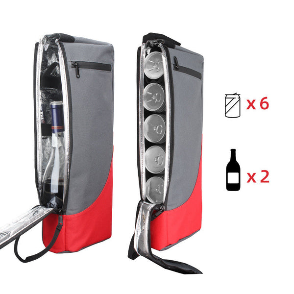 Black And Grey Insulated Golf Cooler Bag Portable Thermal Carrier Holds 6 Cans Or 2 Wine Bottles With Shoulder Strap For Australian Golf Course And Bb