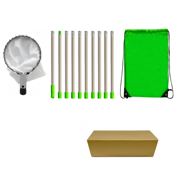 Green Telescopic Fruit Picker Tool With Stainless Steel Extension Pole Carbon Head And Large Bag For Apples Peaches Oranges Australian Home Orchards(4