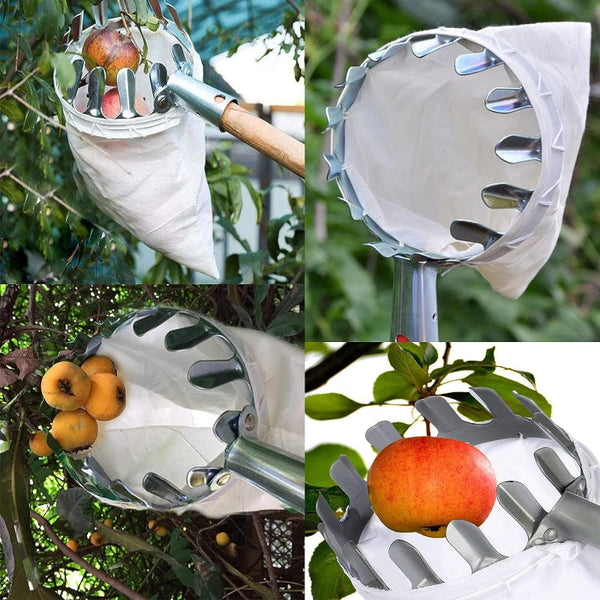 Green Telescopic Fruit Picker Tool With Stainless Steel Extension Pole Carbon Steel Head And Large Bag For Apples Peaches Oranges Australian Home Orch