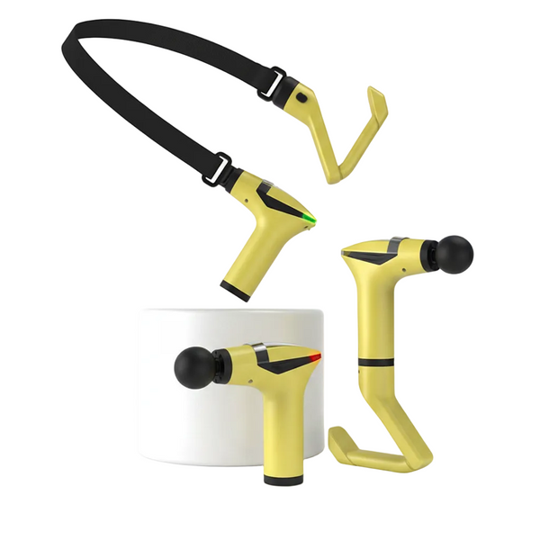 Yellow Professional Massage Gun With Extension Handle And Back Strap 12 Speeds Deep Tissue Muscle Relief For Home Gym Australian Athletes Massagers