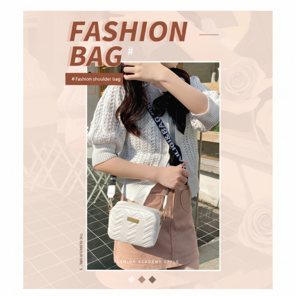 Women's Black Quilted Crossbody Bag Small Pu Leather Shoulder Purse With Wide Patterned Strap Ideal For Travel And Daily Use Women's Bags & Handbags
