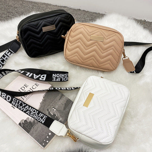 Women's Khaki Quilted Crossbody Bag Small Pu Leather Shoulder Purse With Wide Patterned Strap Ideal For Travel And Daily Use Women's Bags & Handbags