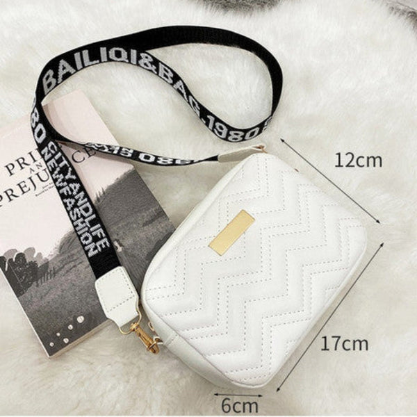 Women's Khaki Quilted Crossbody Bag Small Pu Leather Shoulder Purse With Wide Patterned Strap Ideal For Travel And Daily Use Women's Bags & Handbags