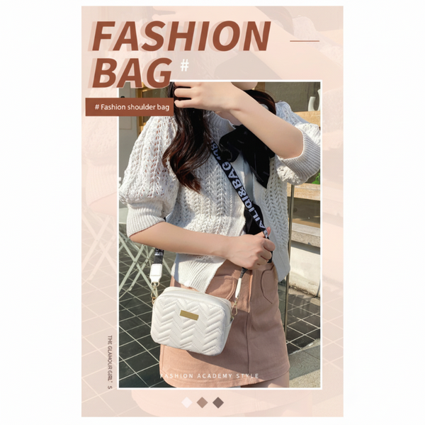 Women's Khaki Quilted Crossbody Bag Small Pu Leather Shoulder Purse With Wide Patterned Strap Ideal For Travel And Daily Use Women's Bags & Handbags