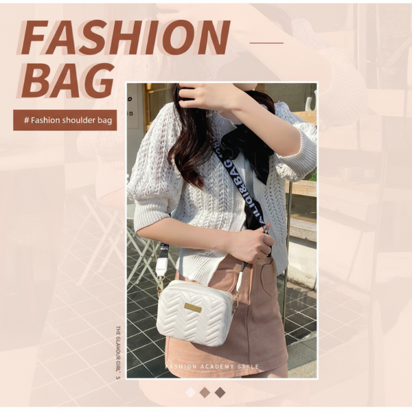 Women's White Quilted Crossbody Bag Small Pu Leather Shoulder Purse With Wide Patterned Strap Ideal For Travel And Daily Use Women's Bags & Handbags
