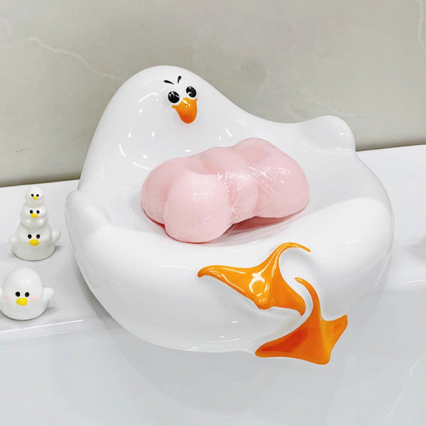 White Ceramic Seagull Soap Dish With Drainage Cute Cartoon Animal Bar Holder For Bathroom Kitchen Sink Novelty Home Decor Soap Dishes & Dispensers