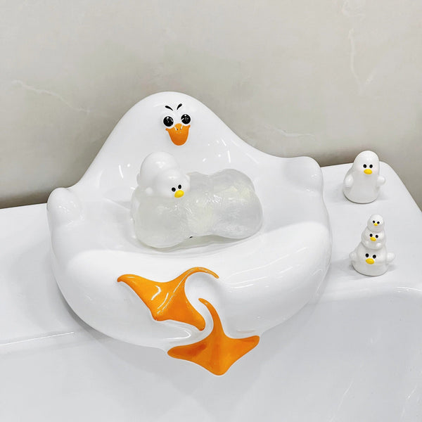 White Ceramic Seagull Soap Dish With Drainage Cute Cartoon Animal Bar Holder For Bathroom Kitchen Sink Novelty Home Decor Soap Dishes & Dispensers