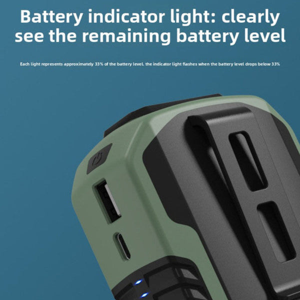 Waist Clip Fan 6000Mah Rechargeable Personal Air Conditioner With Power Bank Function Heavy Duty Wearable Belt For Tradies Camping And Outdoor Work Bl