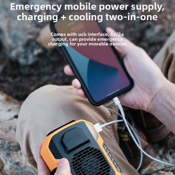 Waist Clip Fan 6000Mah Rechargeable Personal Air Conditioner With Power Bank Function Heavy Duty Wearable Belt For Tradies Camping And Outdoor Work Bl