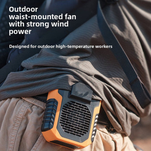 Waist Clip Fan 6000Mah Rechargeable Personal Air Conditioner With Power Bank Function Heavy Duty Wearable Belt For Tradies Camping And Outdoor Work Bl