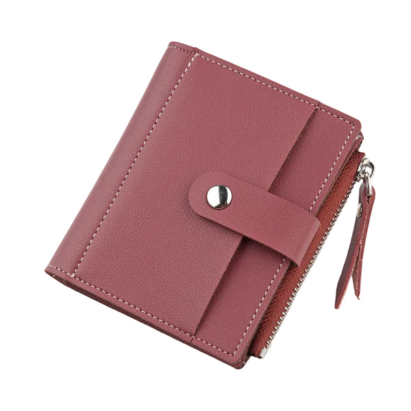 Women's Small Wallet Pu Leather Card Holder With Zipper Coin Pocket Purple Short Purse 9 Slots & Id Window Compact Bifold Design For Ladies Wallets