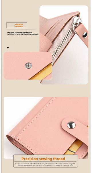 Women's Small Wallet Pu Leather Card Holder With Zipper Coin Pocket Purple Short Purse 9 Slots & Id Window Compact Bifold Design For Ladies Wallets