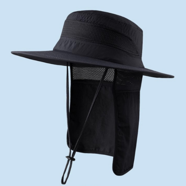 Wide Brim Sun Hat With Neck Flap Upf 50+ Protection Quick Dry Safari Cap Mesh Breathable For Fishing Gardening Hiking Outdoor Black Hats & Headwear