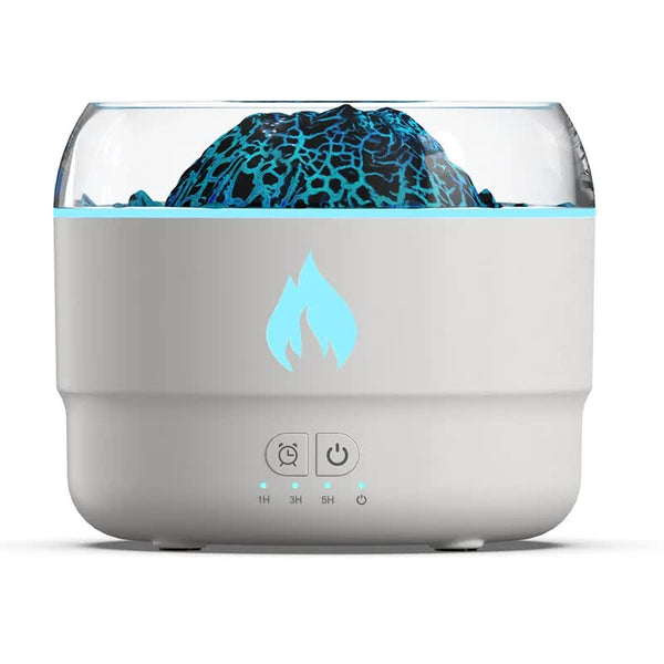 167 White Simulation Volcano Diffuser & Humidifier Smart Timer Ultrasonic Mister With Lava Crack Shell And Colorful Light Humidifiers