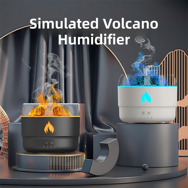 167 White Simulation Volcano Diffuser & Humidifier Smart Timer Ultrasonic Mister With Lava Crack Shell And Colorful Light Humidifiers
