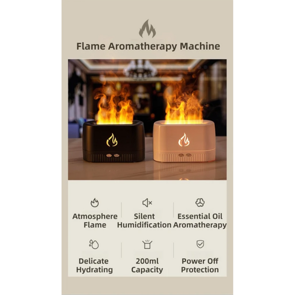 White 3D Simulation Flame Aroma Diffuser & Humidifier Ultrasonic Desktop Mister With 7 Color Led Light And Automatic Scent Spray (200Ml) Humidifiers