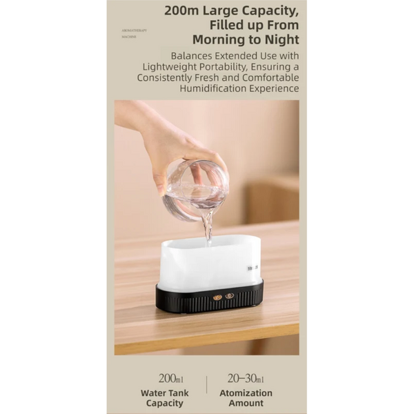 White 3D Simulation Flame Aroma Diffuser & Humidifier Ultrasonic Desktop Mister With 7 Color Led Light And Automatic Scent Spray (200Ml) Humidifiers