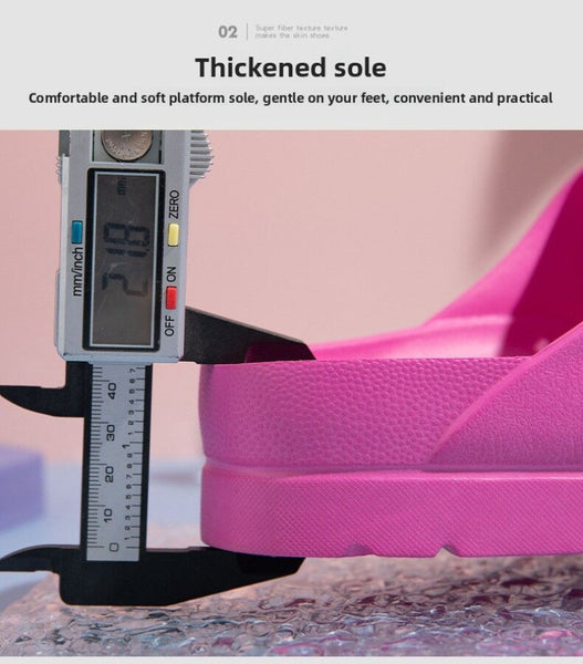 #36 Pink Thick Sole Buckle Slide Sandals(Fits Foot L 23 Cm) Eva Comfortable & Non Slip Birkenstock Style For Casual Wear Flats
