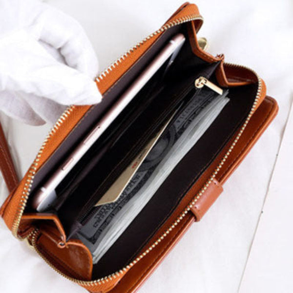 Wine Red Women's Long Buckle Closure Wallet Pu Lether Large Capacity Multi Slot Card Holder And Purse Combo With Wristband Wallets