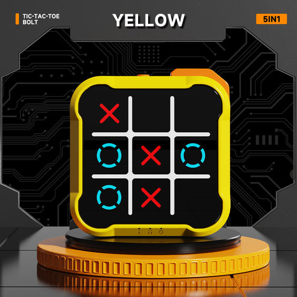 Yellow All In One Tic Tac Toe Desktop Game Portable Family Interactive Board Toy Brain Training Puzzle Travel Friendly Strategy Board Games