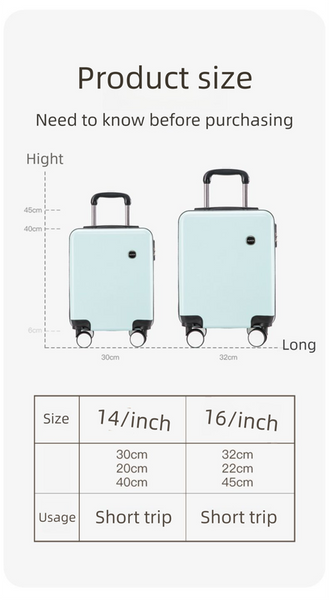 Yellow 14 Inch Lightweight Carry On Luggage For Heights Under 1.6M Underseat & Overhead Cabin Hardside Suitcase Suitcases