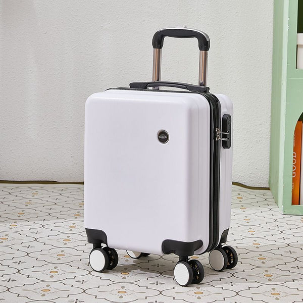 White 16 Inch Lightweight Carry On Luggage For Heights Under 1.6M Underseat & Overhead Cabin Hardside Suitcase Suitcases
