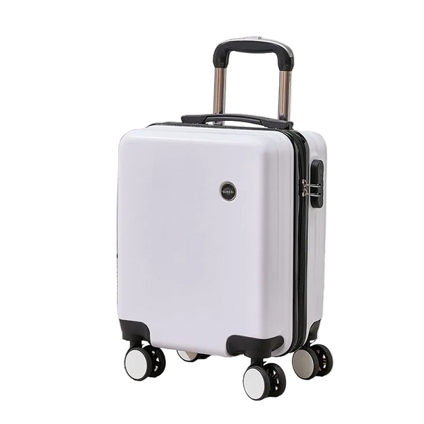 White 16 Inch Lightweight Carry On Luggage For Heights Under 1.6M Underseat & Overhead Cabin Hardside Suitcase Suitcases