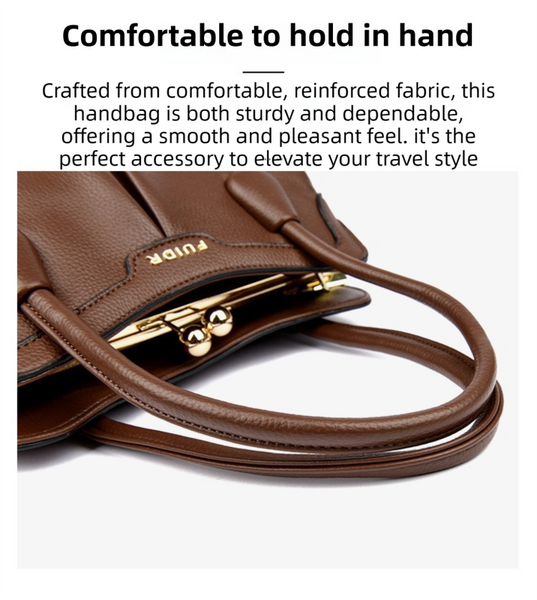 Wine Red Women's Premium Wear Resistant Leather Shoulder Bag Vintage Frame Kiss Lock Handbag Crossbody Satchel Women's Bags & Handbags