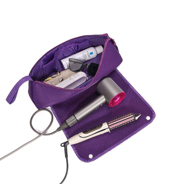 Purple Premium Insulated Roll Up Travel Case For Hair Styling Tools & Blow Dryers With Muti Pockets (18X5.5X5 Inch) Makeup Bags & Cases