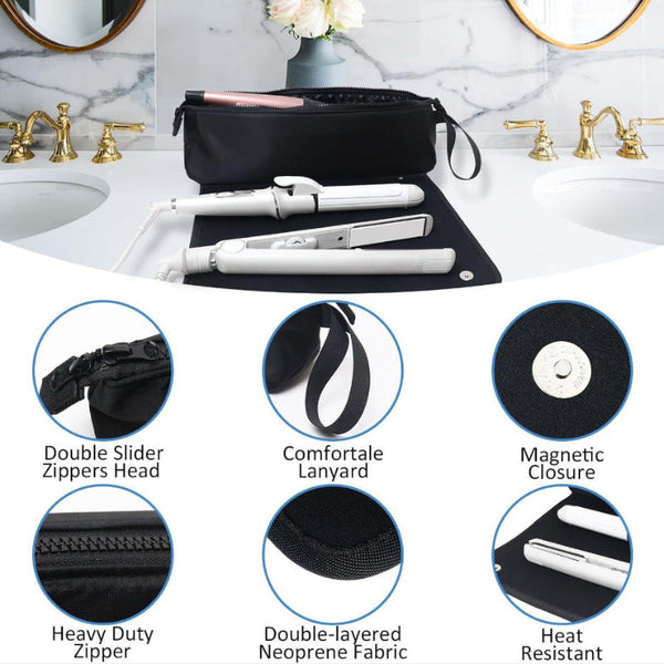 Purple Premium Insulated Roll Up Travel Case For Hair Styling Tools & Blow Dryers With Muti Pockets (18X5.5X5 Inch) Makeup Bags & Cases