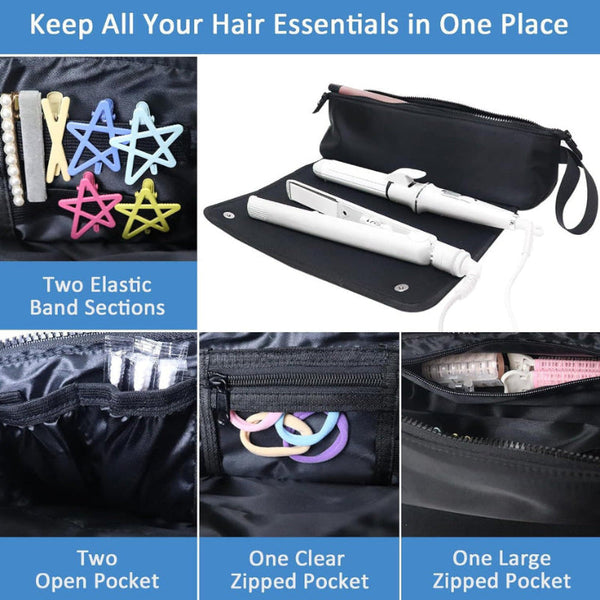 Purple Premium Insulated Roll Up Travel Case For Hair Styling Tools & Blow Dryers With Muti Pockets (18X5.5X5 Inch) Makeup Bags & Cases