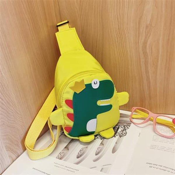 Yellow Kids Cartoon Dinosaur Chest Bag Cute Lightweight Nylon Crossbody Shoulder Pack For Toddlers Outings And Travel New Arrival Gift Backpacks & Bag