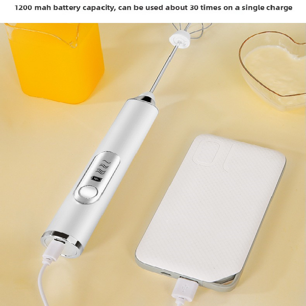 White Rechargeable Handheld Milk Frother And Electric Whisk Set 3 Speeds With 2 Stainless Steel Heads Storage Stand Australian Home Barista Kit Milk F