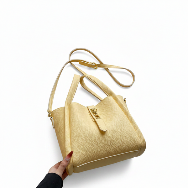 Yellow Retro 2 Piece Women's Bucket Bag Set With Removable Inner Pouch Pu Leather Crossbody Handbag And Fashionable Tote For Australian Everyday Use W
