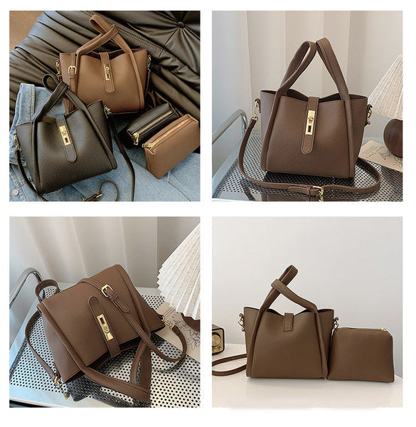 Yellow Retro 2 Piece Women's Bucket Bag Set With Removable Inner Pouch Pu Leather Crossbody Handbag And Fashionable Tote For Australian Everyday Use W