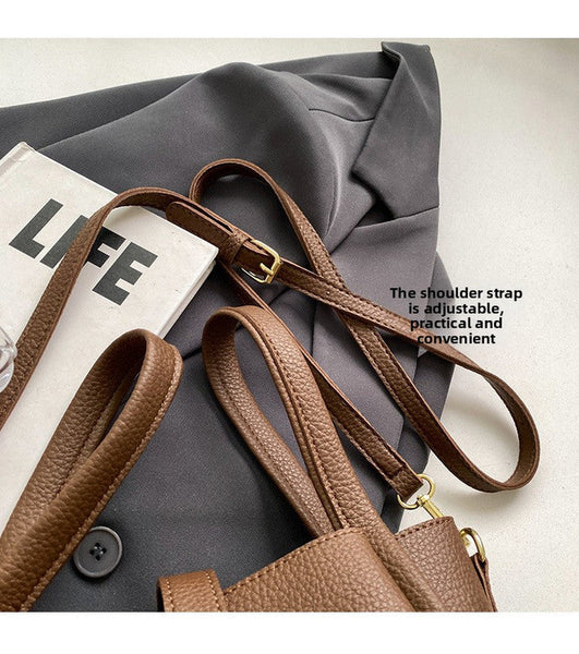 Yellow Retro 2 Piece Women's Bucket Bag Set With Removable Inner Pouch Pu Leather Crossbody Handbag And Fashionable Tote For Australian Everyday Use W