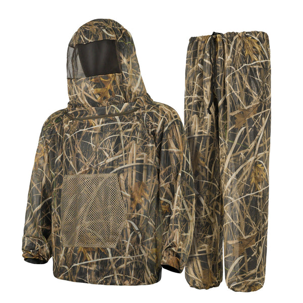 Withered Grass Camouflage Mosquito Repellent Suit Ultra Fine Mesh Hooded Ghillie For Outdoor Hunting Camping Fishing And Beekeeping(Xl/Xxl) Insect Net