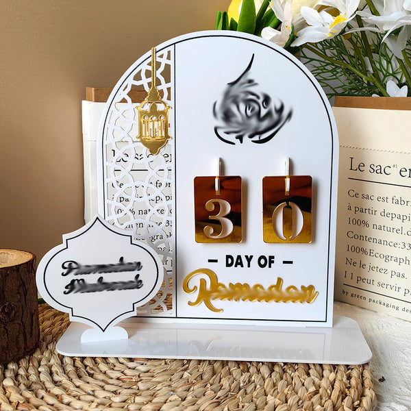 White Acrylic Desktop Holiday Countdown Ornament With Mirrored Finish And Interchangeable Numbers 20Cm X Festive Home Decoration(Bt268) Seasonal Decor