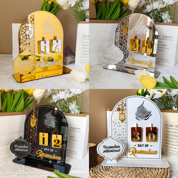 White Acrylic Desktop Holiday Countdown Ornament With Mirrored Finish And Interchangeable Numbers 20Cm X Festive Home Decoration(Bt268) Seasonal Decor