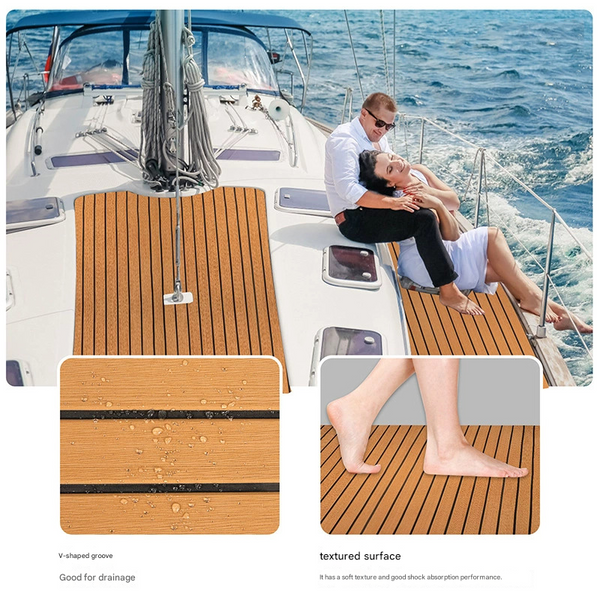 Teak Eva Foam Boat Flooring Sheet Brown With Black Stripes Self Adhesive Marine Decking Mat For Yacht Fishing Rv Diy Upgrade Australian Boating(2400X4