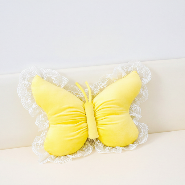 Yellow Elegant Butterfly Lace Throw Pillow 60X45cm Soft Decorative Cushion For Sofa Bedroom Office And Car Comfort Backrest Accessory Cushions & Decor