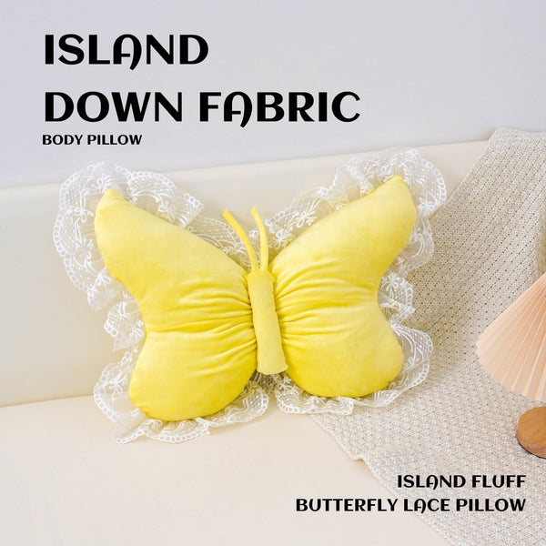 Yellow Elegant Butterfly Lace Throw Pillow 60X45cm Soft Decorative Cushion For Sofa Bedroom Office And Car Comfort Backrest Accessory Cushions & Decor