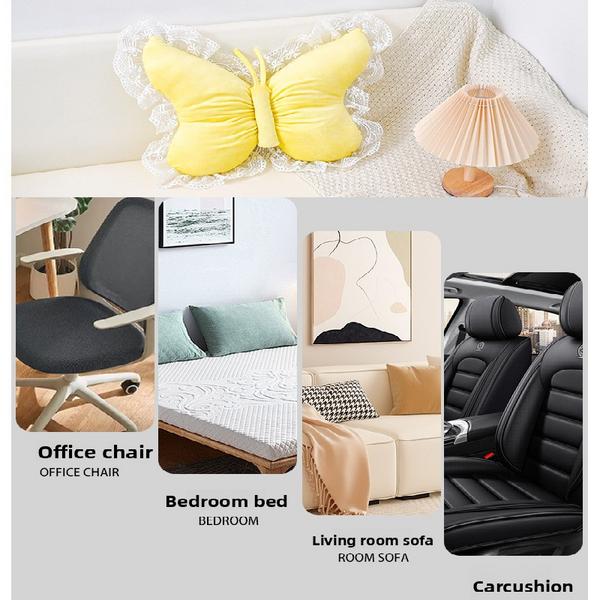 Yellow Elegant Butterfly Lace Throw Pillow 60X45cm Soft Decorative Cushion For Sofa Bedroom Office And Car Comfort Backrest Accessory Cushions & Decor