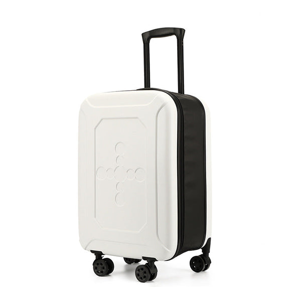 White 20 Inch Foldable Carry On Suitcase Ultra Lightweight 2.1Kg Hard Shell Luggage With 360 Spinner Wheels And Combination Lock For Australian Travel