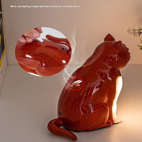 Yellow Wood Grain Lucky Cat Rechargeable Desk Lamp With Sound And Function Remote Control Eye Care Night Light For Local Home Bedroom Modern Living Ar