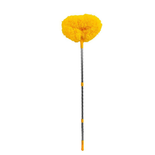 Yellow Long Handle Ceiling Fan Duster With Hollow Microfiber Head And Extendable Stainless Steel Pole For High Reach Home Cleaning Efficiency Dusters