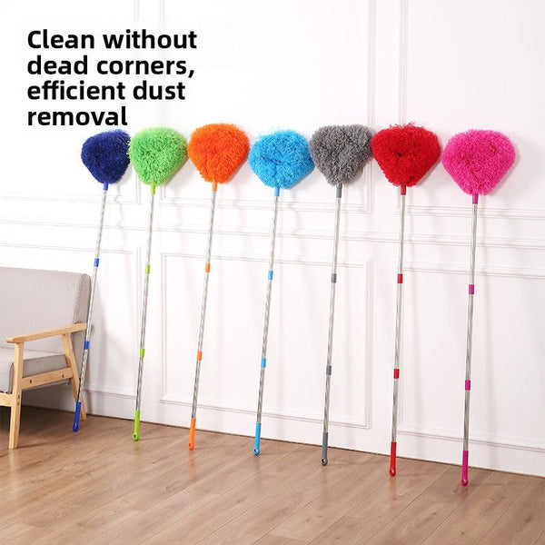 Yellow Long Handle Ceiling Fan Duster With Hollow Microfiber Head And Extendable Stainless Steel Pole For High Reach Home Cleaning Efficiency Dusters